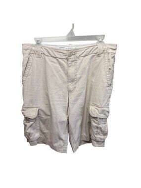 Vintage Y2K Aeropostale Cargo Shorts Men 36‎ Off White Drawstring Gorpcore Baggy
